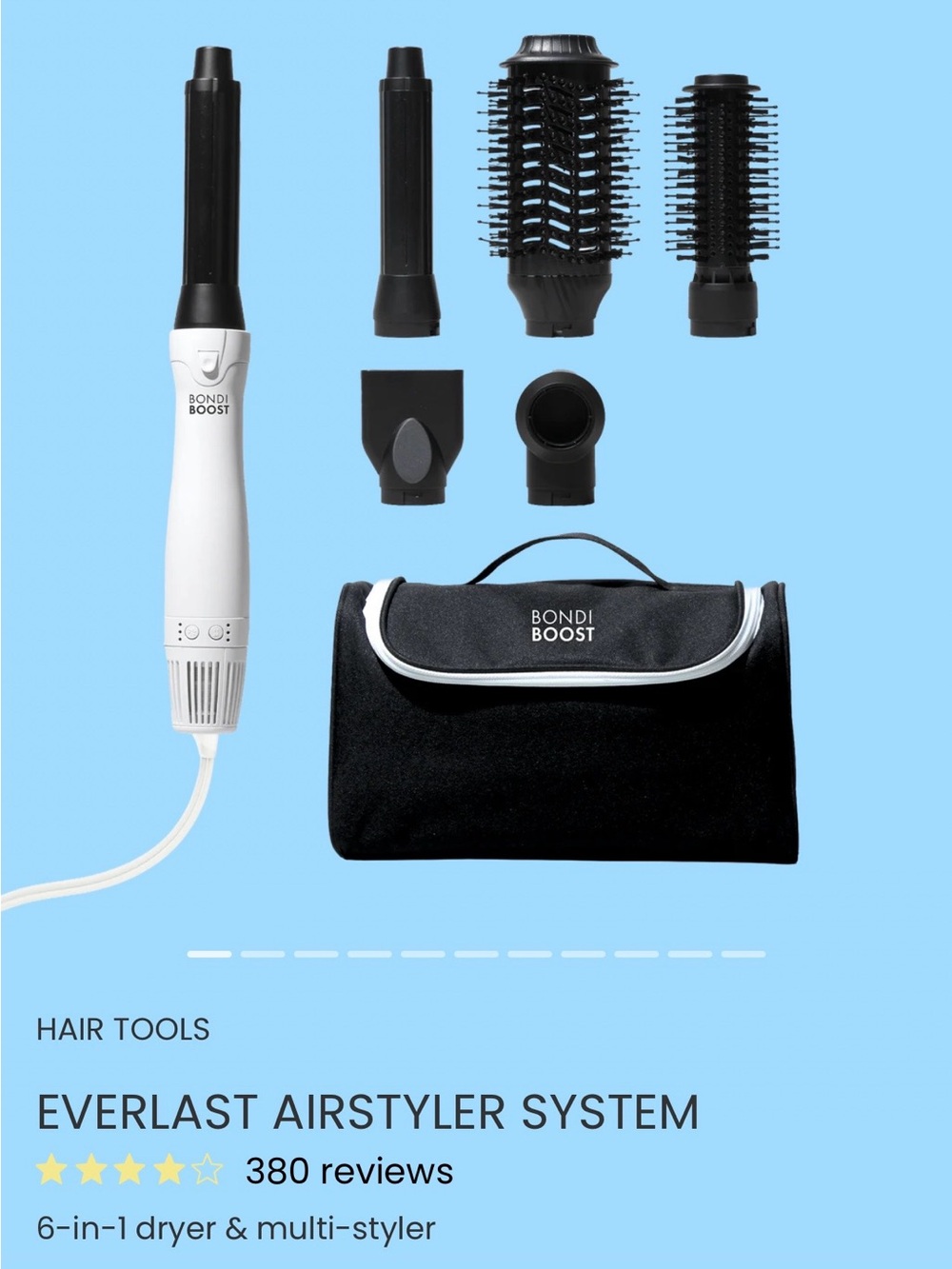 BondiBoost EverLast Airstyler 6-in-1 Hair Styler in White & Black